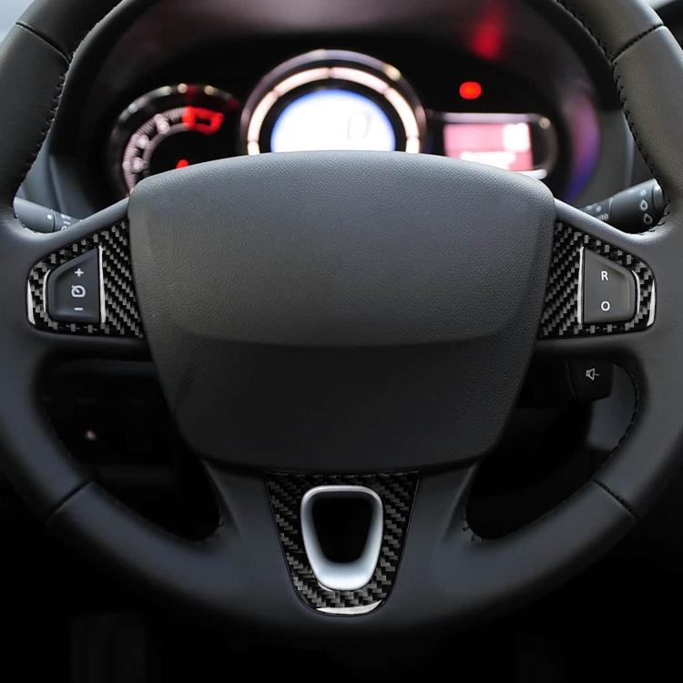 3pcs/Set Carbon Fiber Car Steering Wheel Buttons Decorative Sticker for Renault Fluence 2009-2017 / Megane 2008-2016, Left and Right Driver(Black) - Car Interior Mouldings by buy2fix | Online Shopping UK | buy2fix