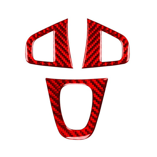 3pcs/Set Carbon Fiber Car Steering Wheel Buttons Decorative Sticker for Renault Fluence 2009-2017 / Megane 2008-2016, Left and Right Driver(Red) - Car Interior Mouldings by buy2fix | Online Shopping UK | buy2fix
