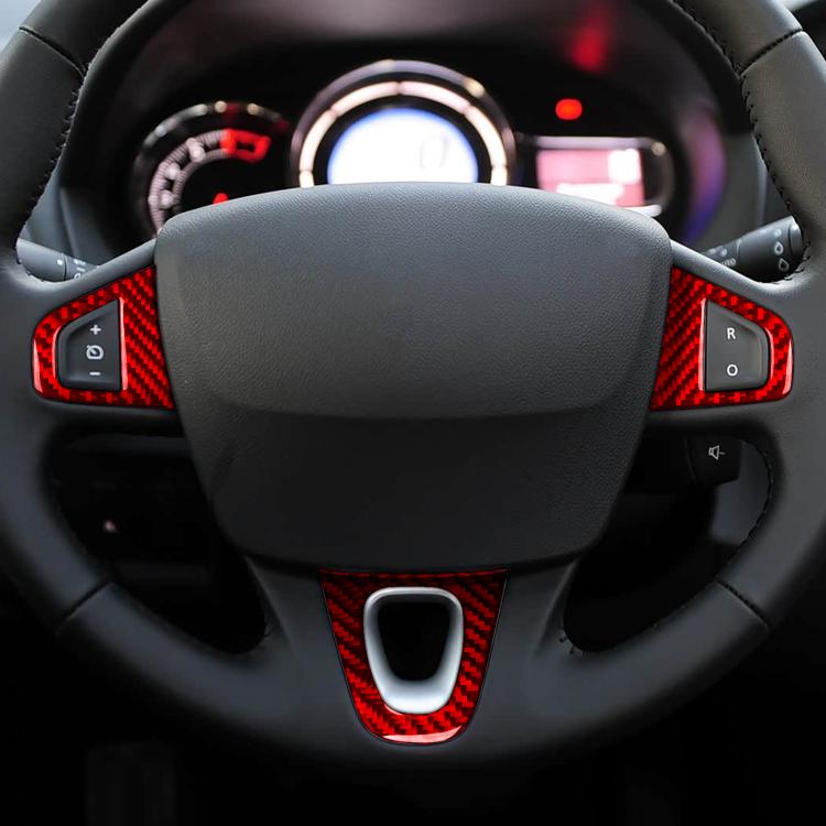 3pcs/Set Carbon Fiber Car Steering Wheel Buttons Decorative Sticker for Renault Fluence 2009-2017 / Megane 2008-2016, Left and Right Driver(Red) - Car Interior Mouldings by buy2fix | Online Shopping UK | buy2fix