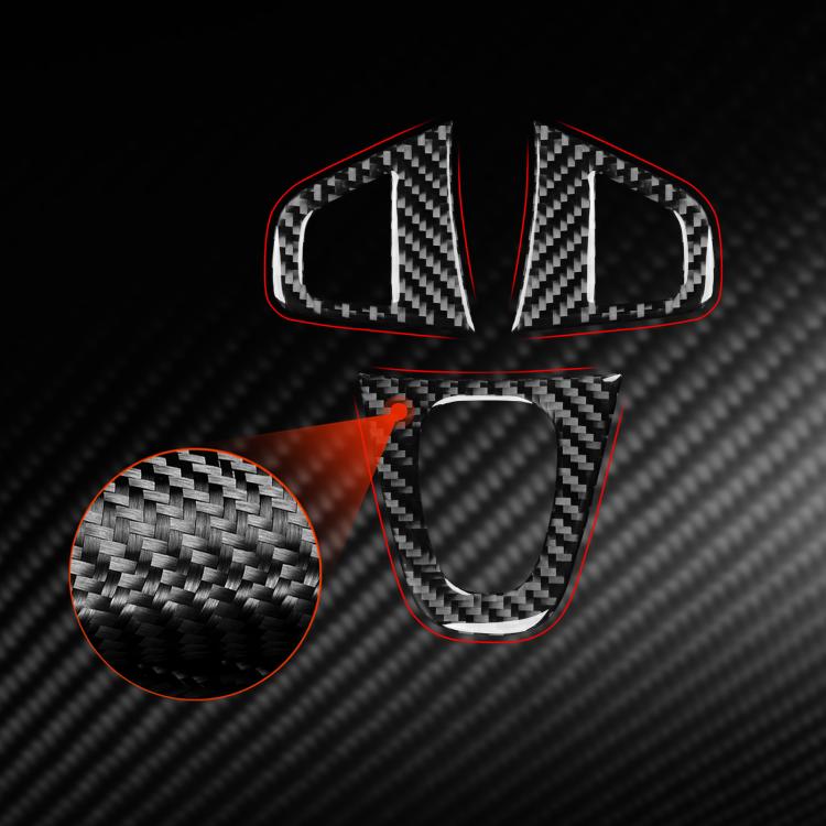 3pcs/Set Carbon Fiber Car Steering Wheel Buttons Decorative Sticker for Renault Fluence 2009-2017 / Megane 2008-2016, Left and Right Driver(Black) - Car Interior Mouldings by buy2fix | Online Shopping UK | buy2fix