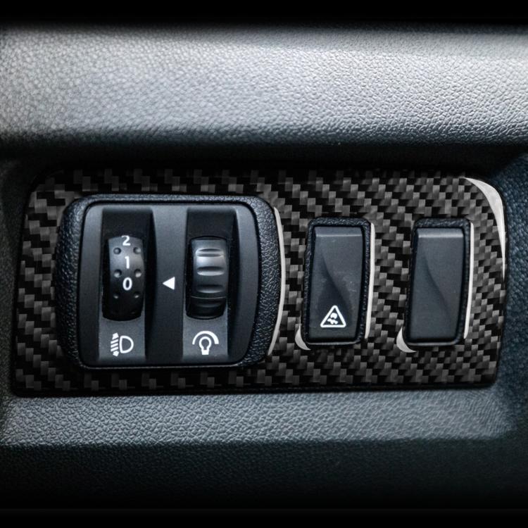 Carbon Fiber Car Headlight Button Frame Decorative Sticker for Renault Fluence 2009-2017 / Megane 2008-2016, Left and Right Driver(Black) - Car Interior Mouldings by buy2fix | Online Shopping UK | buy2fix