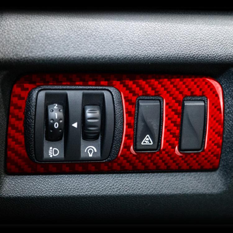 Carbon Fiber Car Headlight Button Frame Decorative Sticker for Renault Fluence 2009-2017 / Megane 2008-2016, Left and Right Driver(Red) - Car Interior Mouldings by buy2fix | Online Shopping UK | buy2fix