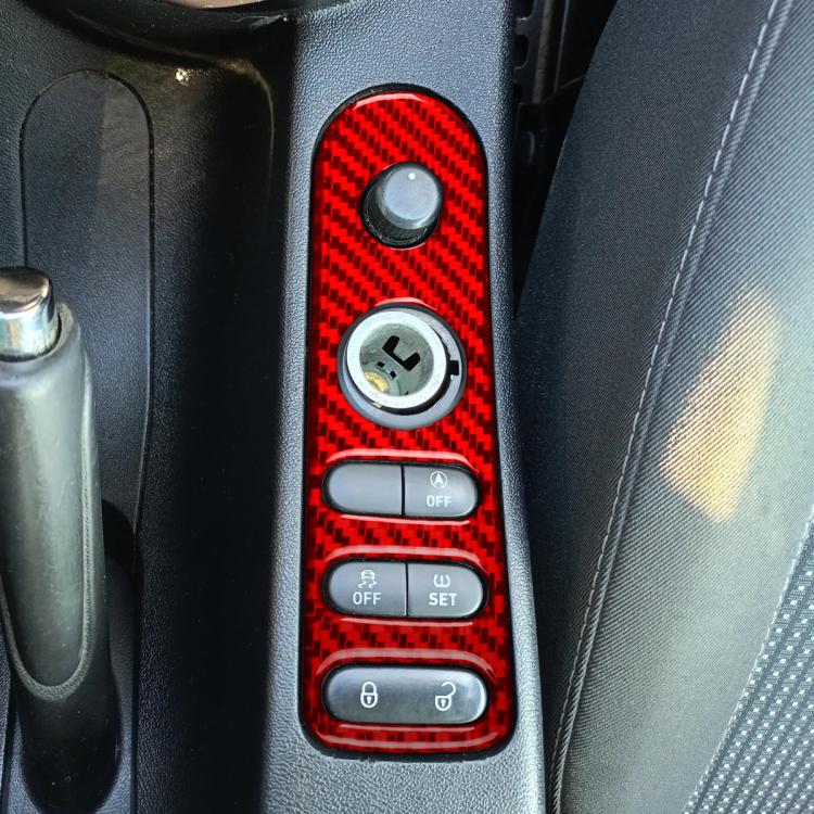 Carbon Fiber Car Rear Mirror Adjustment Switch Frame Decorative Sticker for SEAT Leon 2005-2012, Left and Right Driver(Red) - Car Interior Mouldings by buy2fix | Online Shopping UK | buy2fix
