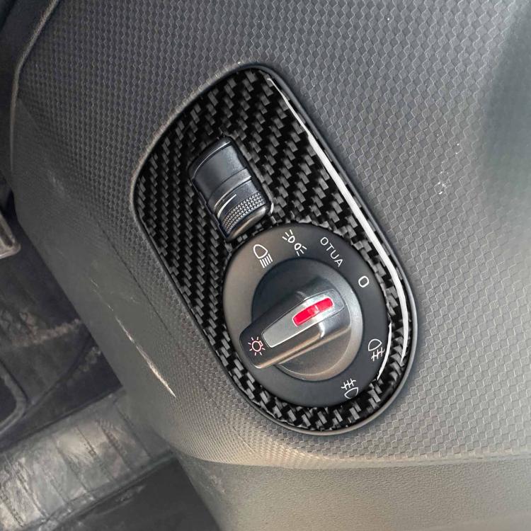 Carbon Fiber Car Headlight Switch Panel Decorative Sticker for SEAT Leon 2005-2012, Right Driver(Black) - Car Interior Mouldings by buy2fix | Online Shopping UK | buy2fix