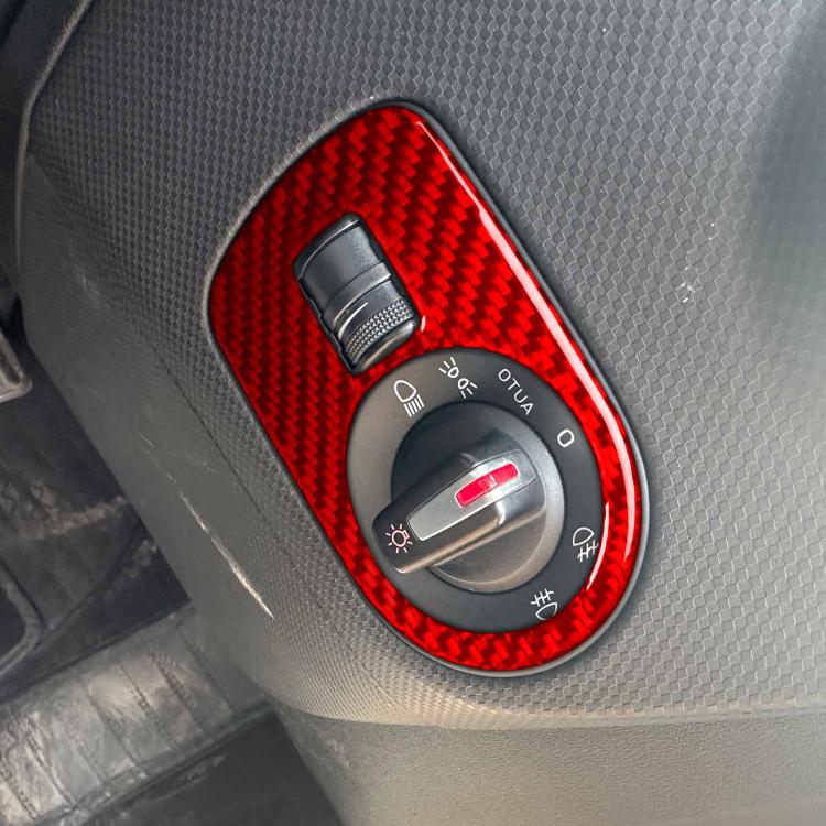 Carbon Fiber Car Headlight Switch Panel Decorative Sticker for SEAT Leon 2005-2012, Right Driver(Red) - Car Interior Mouldings by buy2fix | Online Shopping UK | buy2fix