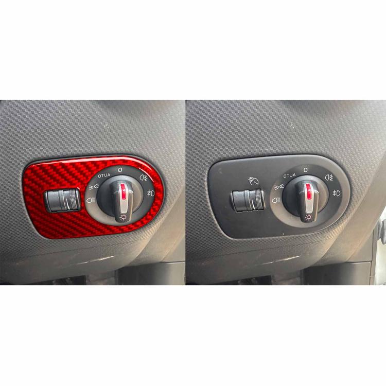 Carbon Fiber Car Headlight Switch Panel Decorative Sticker for SEAT Leon 2005-2012, Right Driver(Red) - Car Interior Mouldings by buy2fix | Online Shopping UK | buy2fix