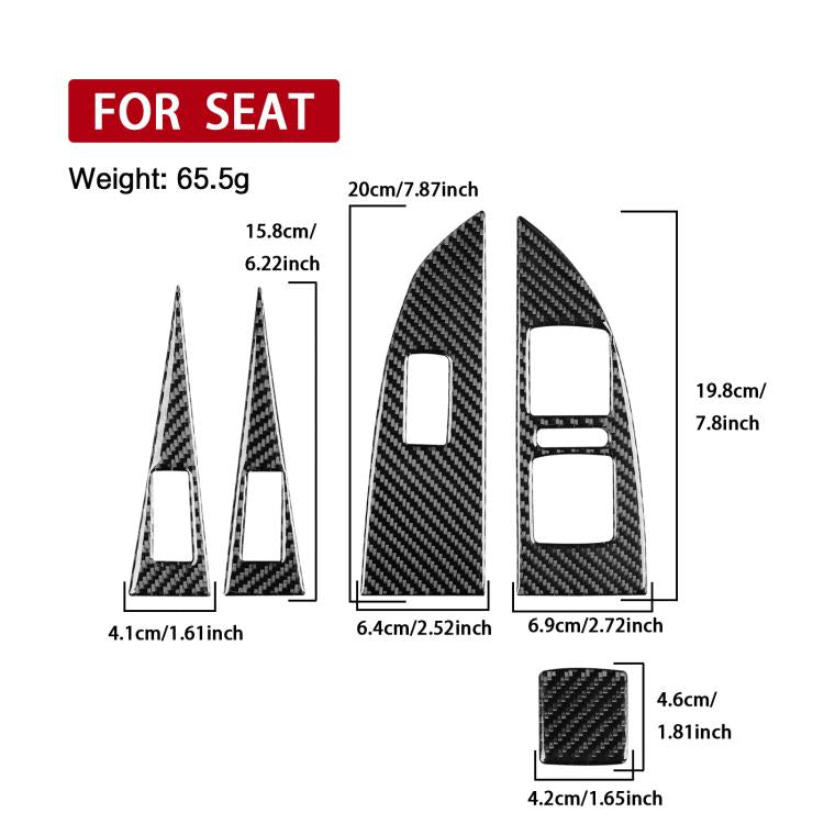 5pcs/Set Carbon Fiber Car Lifting Panel Decorative Sticker for SEAT Leon 2005-2012, Right Driver(Black) - Car Interior Mouldings by buy2fix | Online Shopping UK | buy2fix