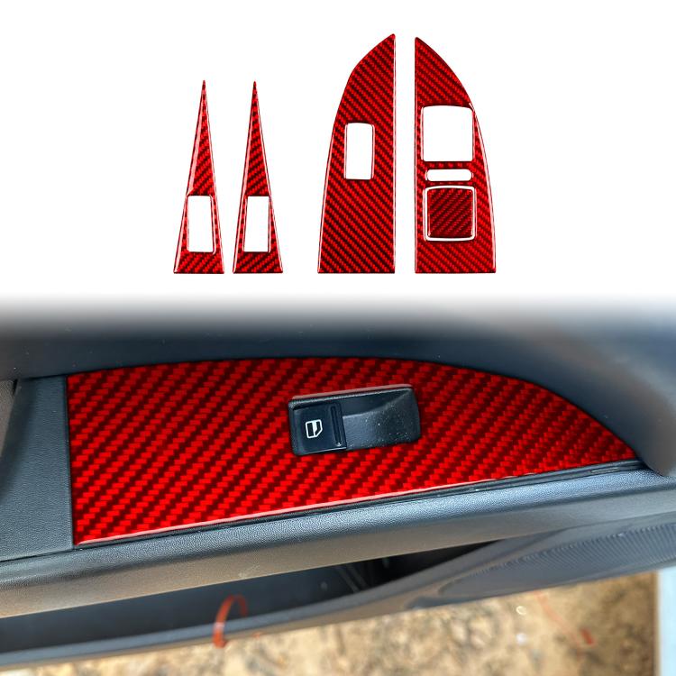 5pcs/Set Carbon Fiber Car Lifting Panel Decorative Sticker for SEAT Leon 2005-2012, Right Driver(Red) - Car Interior Mouldings by buy2fix | Online Shopping UK | buy2fix
