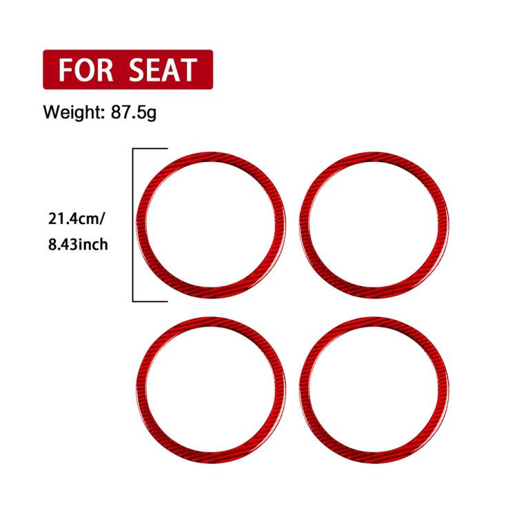 4pcs/Set Carbon Fiber Car Door Horn Ring Decorative Sticker for SEAT Leon 2005-2012, Left and Right Driver(Red) - Car Interior Mouldings by buy2fix | Online Shopping UK | buy2fix