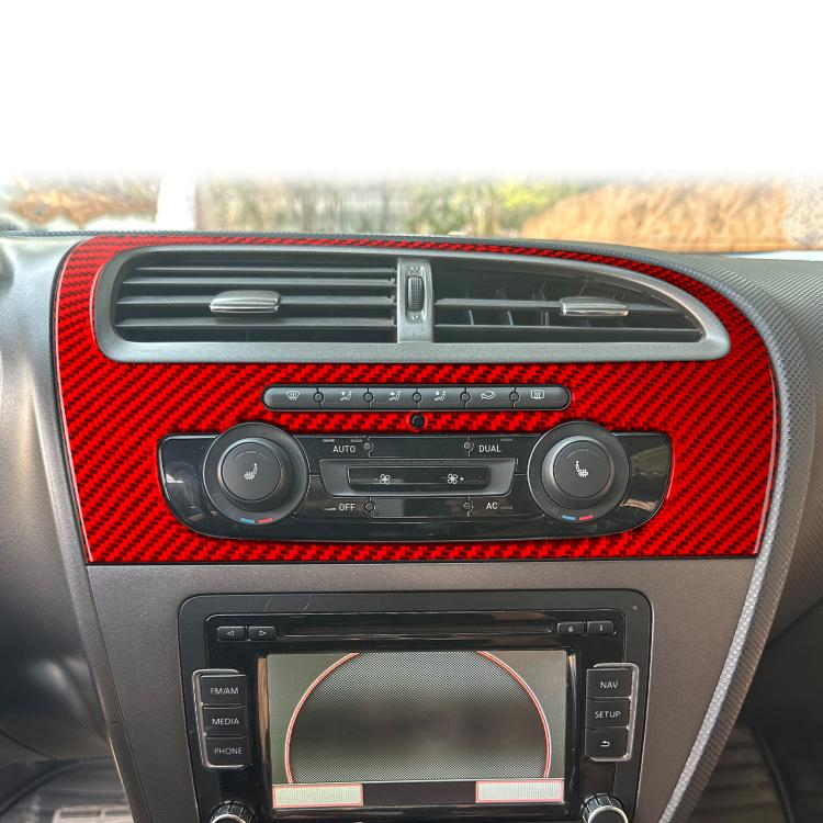 Carbon Fiber Car Center Console Air Conditioner Panel Decorative Sticker for SEAT Leon 2005-2012, Left Driver(Red) - Car Interior Mouldings by buy2fix | Online Shopping UK | buy2fix