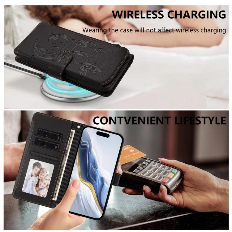 For iPhone Air Butterfly Love Flower Multi-card Zipper Wallet Leather Phone Case(Black) - iPhone Air Cases by buy2fix | Online Shopping UK | buy2fix