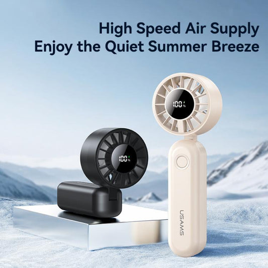 USAMS ZB352 Digital Display Folding Handheld Mini Fan(Black) - Electric Fans by USAMS | Online Shopping UK | buy2fix