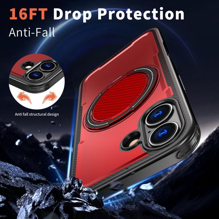For iPhone 17 Metal 360 Degree Rotation Holder MagSafe Phone Case(Red) - iPhone 17 Cases by buy2fix | Online Shopping UK | buy2fix