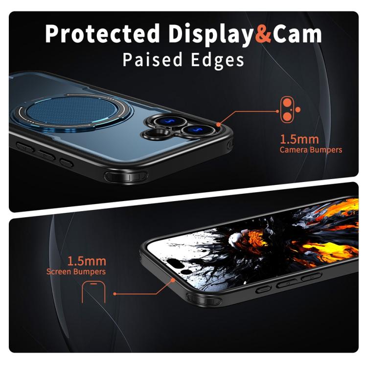 For iPhone 17 Metal 360 Degree Rotation Holder MagSafe Phone Case(Navy Blue) - iPhone 17 Cases by buy2fix | Online Shopping UK | buy2fix