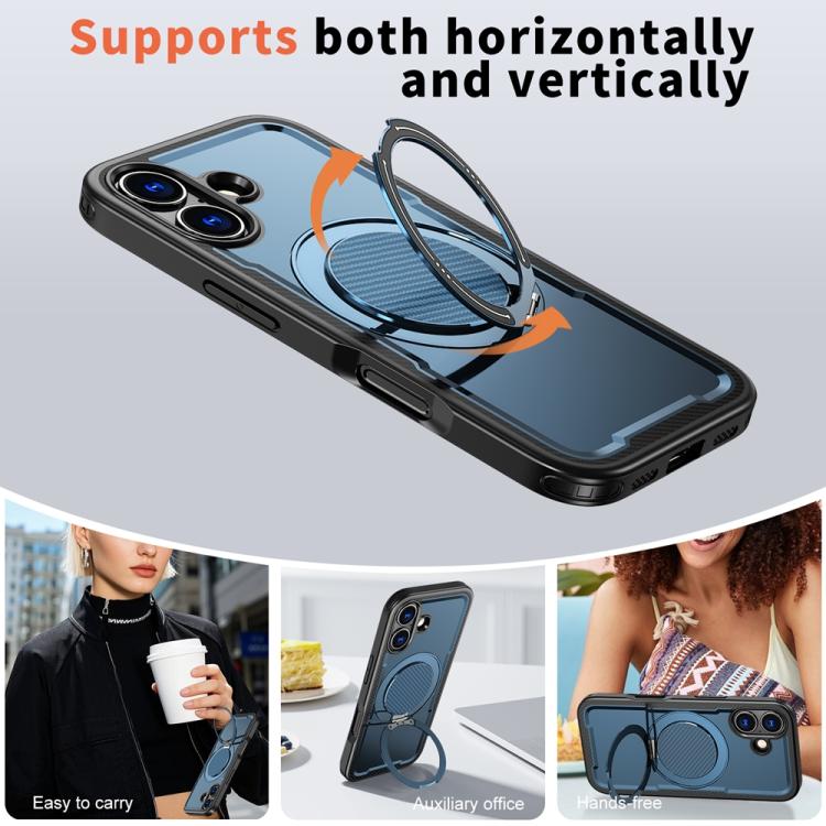 For iPhone 17 Metal 360 Degree Rotation Holder MagSafe Phone Case(Navy Blue) - iPhone 17 Cases by buy2fix | Online Shopping UK | buy2fix