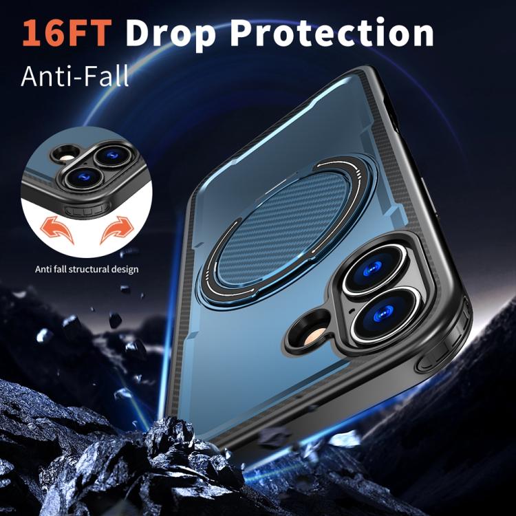 For iPhone 17 Metal 360 Degree Rotation Holder MagSafe Phone Case(Navy Blue) - iPhone 17 Cases by buy2fix | Online Shopping UK | buy2fix