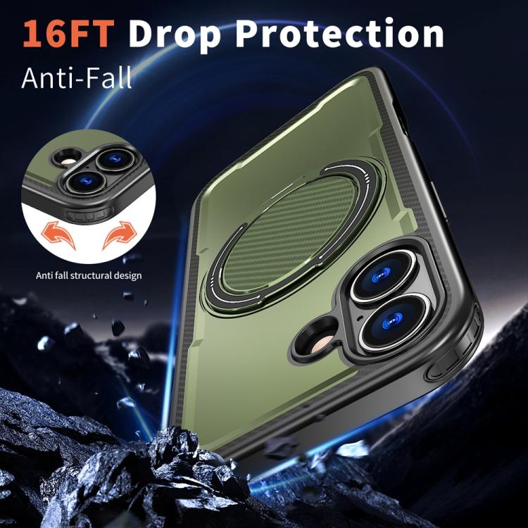 For iPhone 17 Metal 360 Degree Rotation Holder MagSafe Phone Case(Olive Green) - iPhone 17 Cases by buy2fix | Online Shopping UK | buy2fix