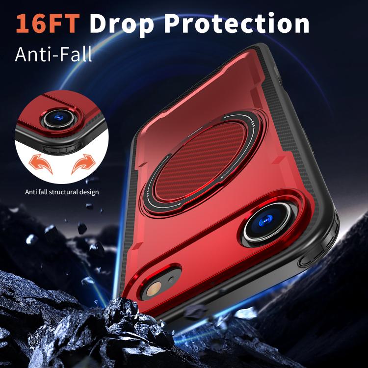 For iPhone Air Metal 360 Degree Rotation Holder MagSafe Phone Case(Red) - iPhone Air Cases by buy2fix | Online Shopping UK | buy2fix