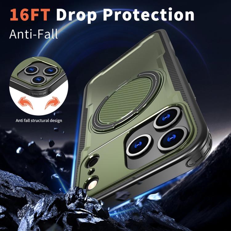 For iPhone 17 Pro Metal 360 Degree Rotation Holder MagSafe Phone Case(Olive Green) - iPhone 17 Pro Cases by buy2fix | Online Shopping UK | buy2fix