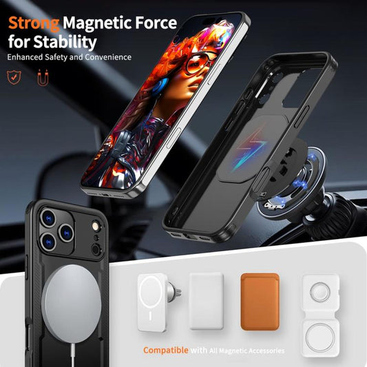 For iPhone 17 Pro Max Metal 360 Degree Rotation Holder MagSafe Phone Case(Black) - iPhone 17 Pro Max Cases by buy2fix | Online Shopping UK | buy2fix