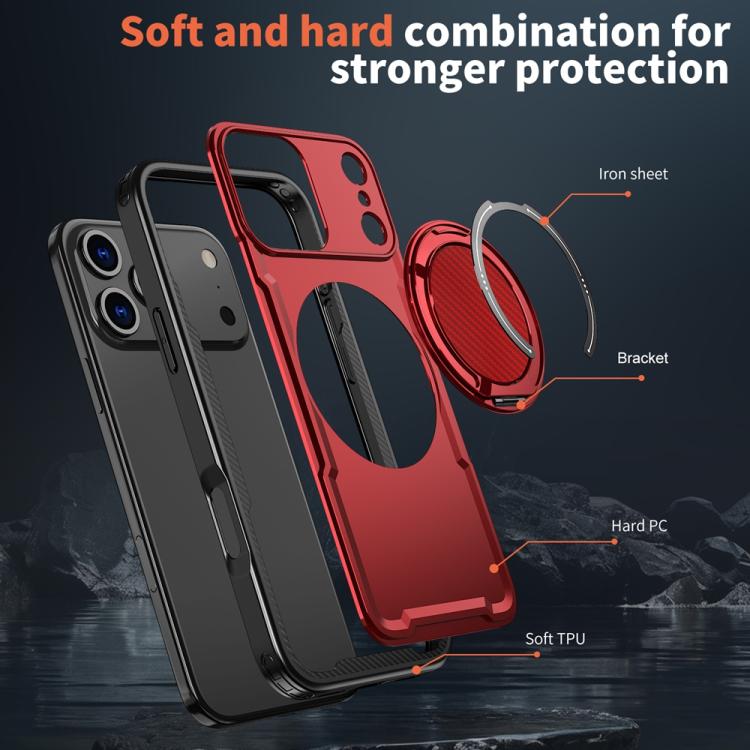 For iPhone 17 Pro Max Metal 360 Degree Rotation Holder MagSafe Phone Case(Red) - iPhone 17 Pro Max Cases by buy2fix | Online Shopping UK | buy2fix