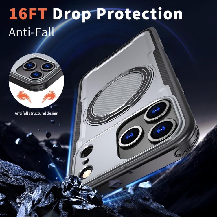 For iPhone 17 Pro Max Metal 360 Degree Rotation Holder MagSafe Phone Case(Grey) - iPhone 17 Pro Max Cases by buy2fix | Online Shopping UK | buy2fix