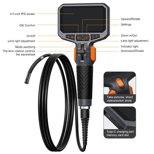 TESLONG TD450S 4.5 Inch Screen 210 Degree Bendable Industrial Endoscope 1.55m Length, Model:8.5mm Dual Lens - by TESLONG | Online Shopping UK | buy2fix