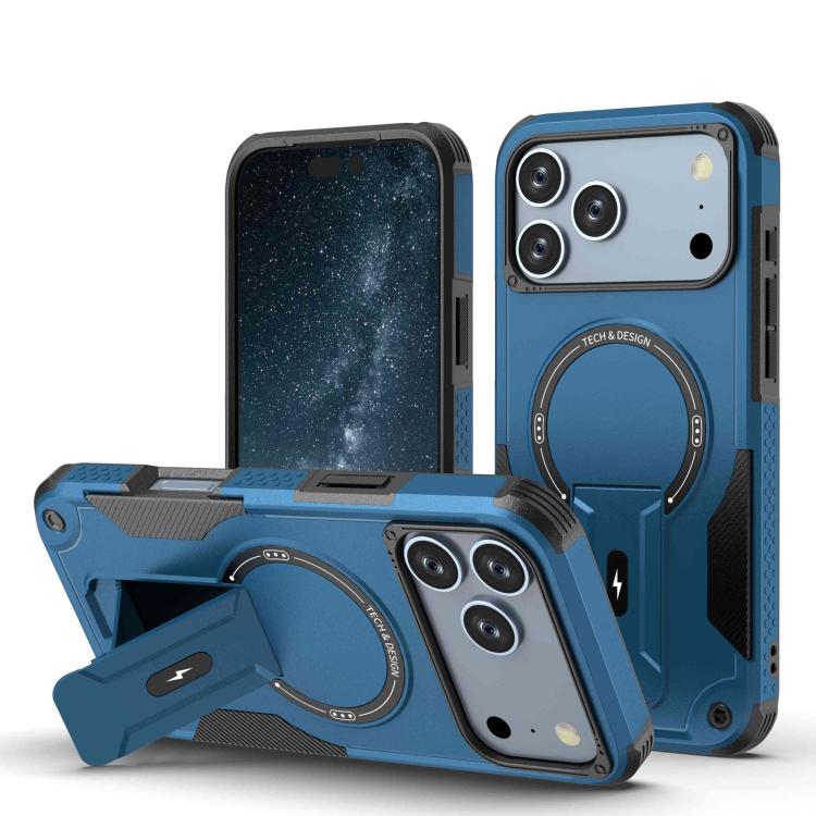 For iPhone 17 Pro Max Armor Magsafe Holder PC Hybrid TPU Phone Case(Dark Blue) - iPhone 17 Pro Max Cases by buy2fix | Online Shopping UK | buy2fix
