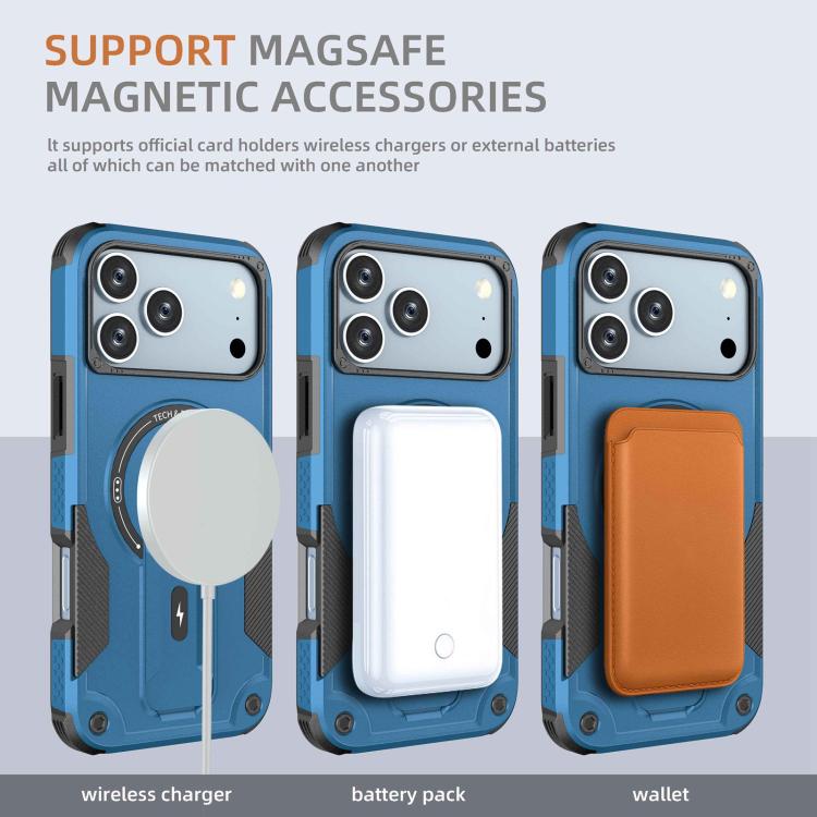 For iPhone 17 Pro Max Armor Magsafe Holder PC Hybrid TPU Phone Case(Dark Blue) - iPhone 17 Pro Max Cases by buy2fix | Online Shopping UK | buy2fix