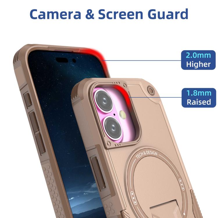 For iPhone 17 Armor Magsafe Holder PC Hybrid TPU Phone Case(Desert Gold) - iPhone 17 Cases by buy2fix | Online Shopping UK | buy2fix