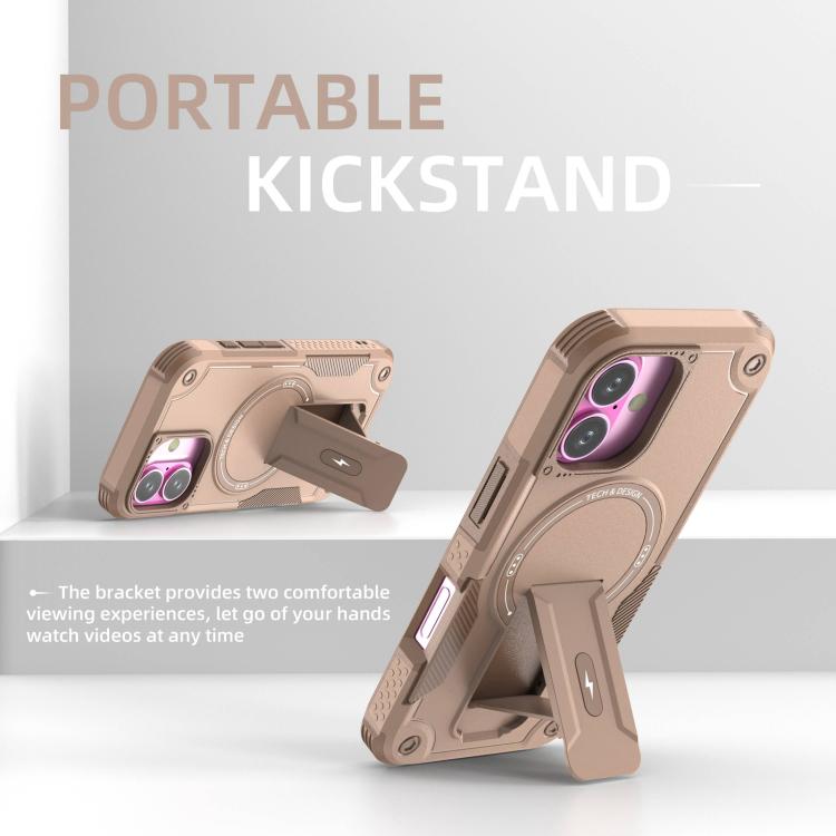 For iPhone 17 Armor Magsafe Holder PC Hybrid TPU Phone Case(Desert Gold) - iPhone 17 Cases by buy2fix | Online Shopping UK | buy2fix