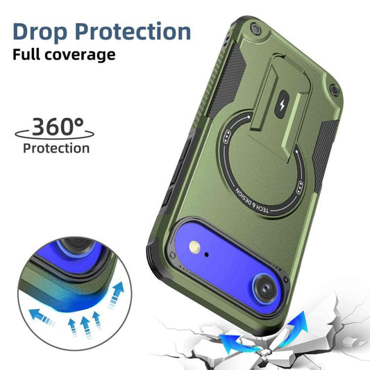 For iPhone Air Armor Magsafe Holder PC Hybrid TPU Phone Case(Army Green) - iPhone Air Cases by buy2fix | Online Shopping UK | buy2fix