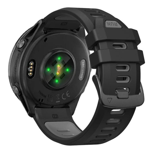 For Garmin Forerunner 970 Two Color Steel Buckle Silicone Watch Band(Black Grey) - Watch Bands by buy2fix | Online Shopping UK | buy2fix