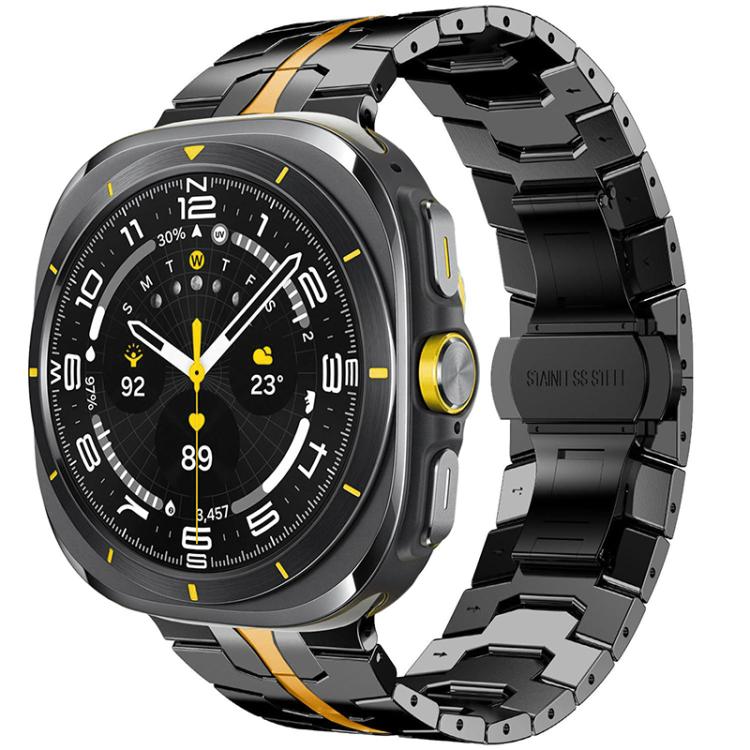 For Samsung Galaxy Watch8 / 8 Classic xDfind Butterfly Buckle Stainless Steel Watch Band(Black Gold) - Watch Bands by xDfind | Online Shopping UK | buy2fix