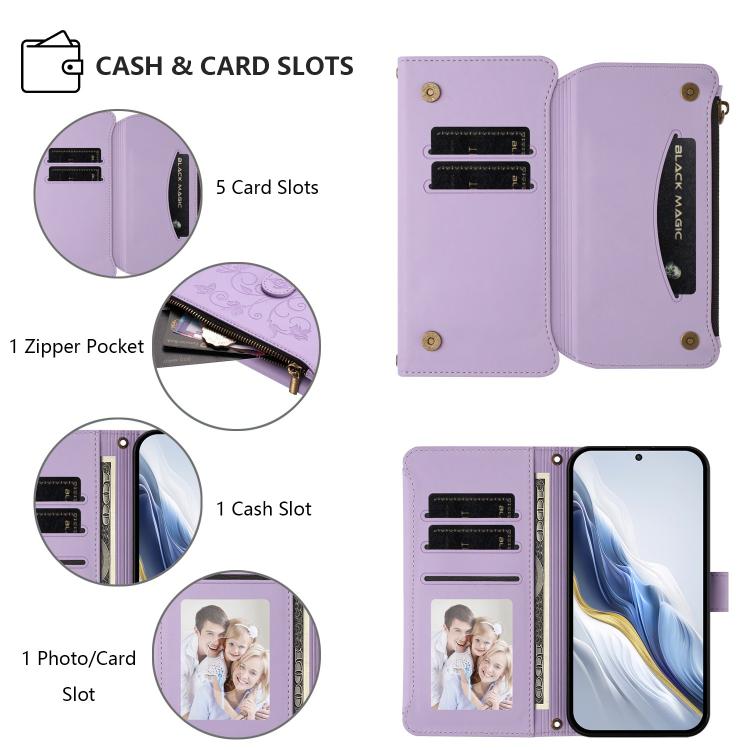 For Google Pixel 10 / 10 Pro / 9 Pro Butterfly Love Flower Multi-card Zipper Wallet Leather Phone Case(Light Purple) - Google Cases by buy2fix | Online Shopping UK | buy2fix