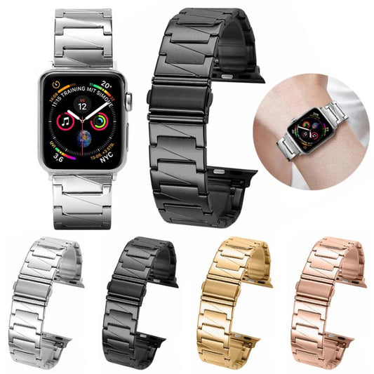 For Apple Watch 38 / 40 / 41 / S10 42mm xDfind Stepped Stainless Steel Watch Band(Silver) - Watch Bands by xDfind | Online Shopping UK | buy2fix
