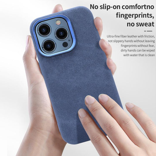 For iPhone 16 Pro VIETAO Retro Denim Texture PU Leather MagSafe Phone Case(Silver Grey) - iPhone 16 Pro Cases by VIETAO | Online Shopping UK | buy2fix