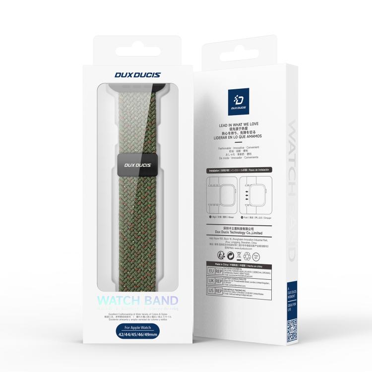 For Apple Watch 42 / 44 / 45 / 46 / 49mm DUX DUCIS Mixture Ultra Series Magnetic Buckle Nylon Braided Strap(Starry Olive) - Watch Bands by DUX DUCIS | Online Shopping UK | buy2fix