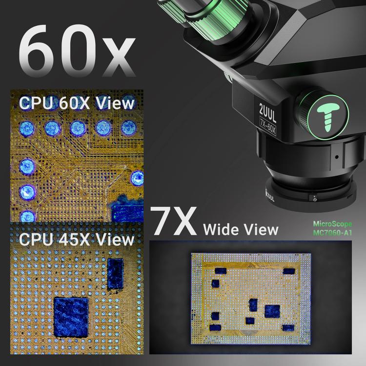 2uul MC7060-A1 7-60X Synchronous Zoom Trinocular Microscope - Microscope Magnifier Series by 2UUL | Online Shopping UK | buy2fix