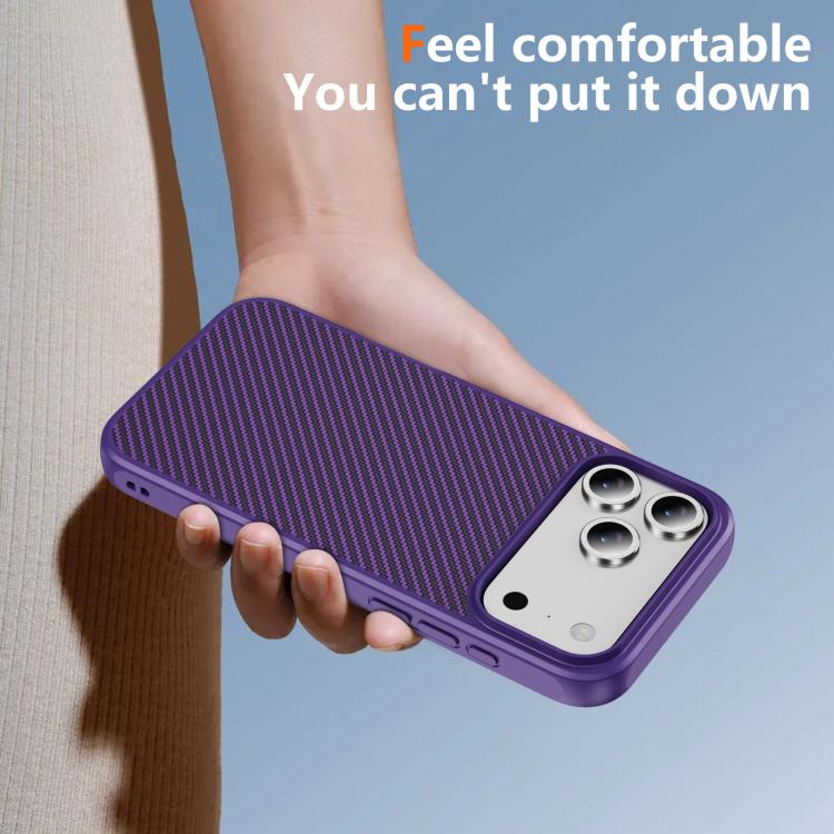 For iPhone 17 Pro Max Carbon Fiber Texture Skin-feel MagSafe Phone Case(Purple) - iPhone 17 Pro Max Cases by buy2fix | Online Shopping UK | buy2fix