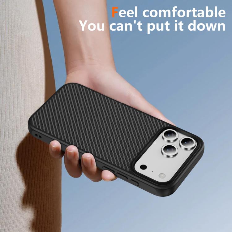 For iPhone 17 Pro Carbon Fiber Texture Skin-feel MagSafe Phone Case(Black) - iPhone 17 Pro Cases by buy2fix | Online Shopping UK | buy2fix