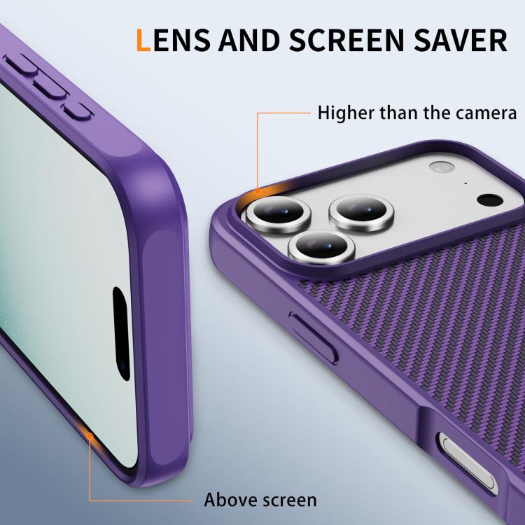 For iPhone 17 Pro Carbon Fiber Texture Skin-feel MagSafe Phone Case(Purple) - iPhone 17 Pro Cases by buy2fix | Online Shopping UK | buy2fix