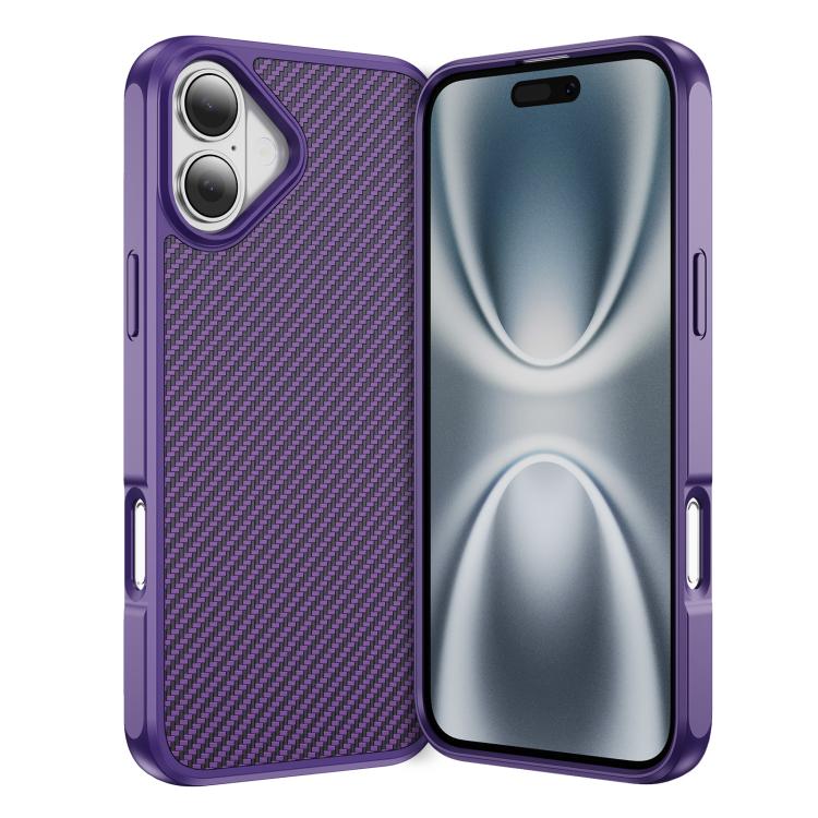 For iPhone 17 Carbon Fiber Texture Skin-feel MagSafe Phone Case(Purple) - iPhone 17 Cases by buy2fix | Online Shopping UK | buy2fix