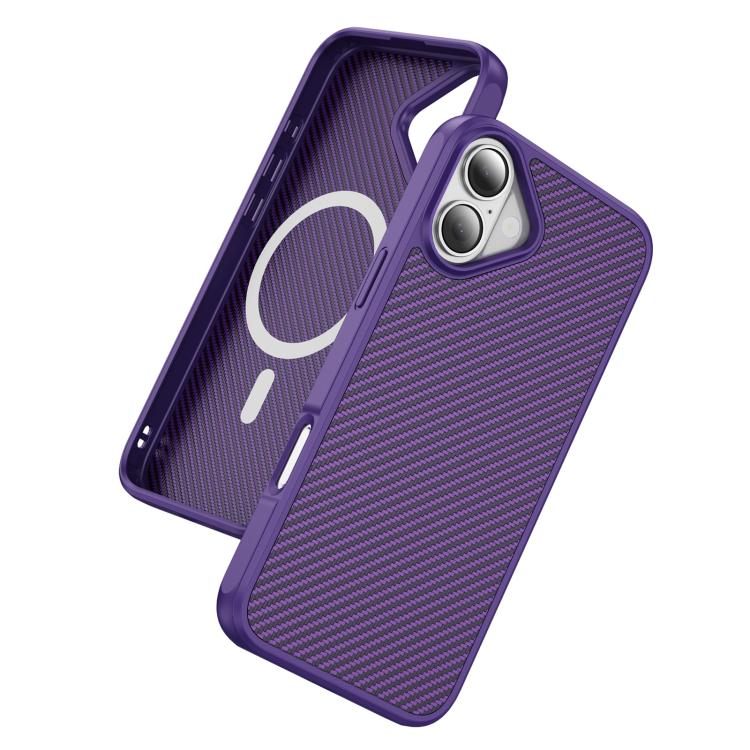 For iPhone 17 Carbon Fiber Texture Skin-feel MagSafe Phone Case(Purple) - iPhone 17 Cases by buy2fix | Online Shopping UK | buy2fix