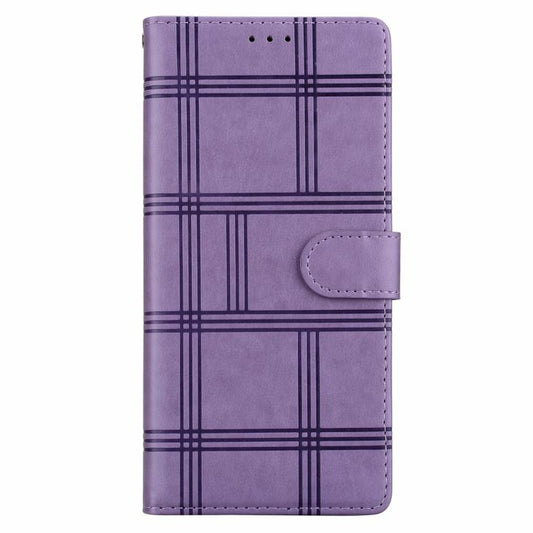 For iPhone Air Embossed Checkered Leather Phone Case(Purple) - iPhone Air Cases by buy2fix | Online Shopping UK | buy2fix