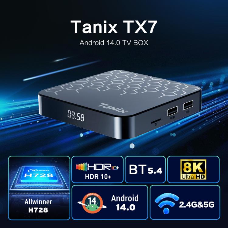 Tanix TX7 8K UHD Android 14 Smart TV Box with Remote Control, 2GB+16GB, Allwinner H728 Octa-Core(US Plug) - Others by buy2fix | Online Shopping UK | buy2fix