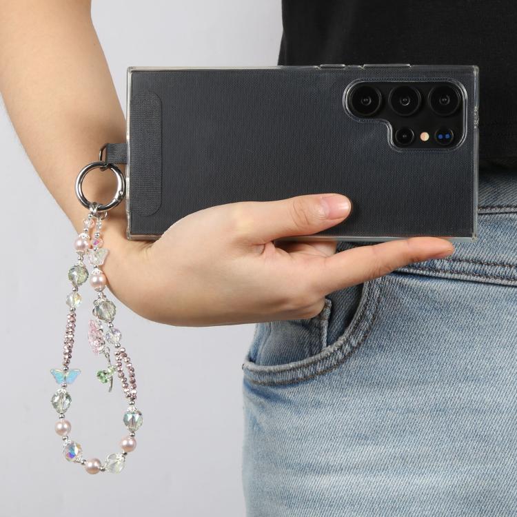 Zircon Flowers Bead Chain Phone Anti-lost Short Lanyard(Transparent) - Lanyards & Wrist Straps by buy2fix | Online Shopping UK | buy2fix