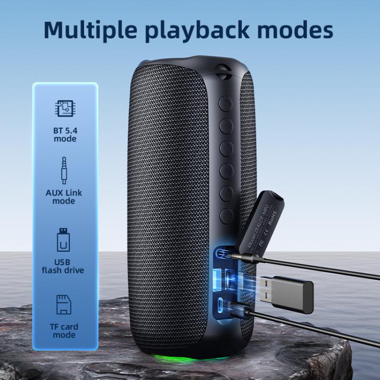 Zealot MP2 20W Portable Outdoor RGB Bluetooth Speaker(Black) - Desktop Speaker by ZEALOT | Online Shopping UK | buy2fix