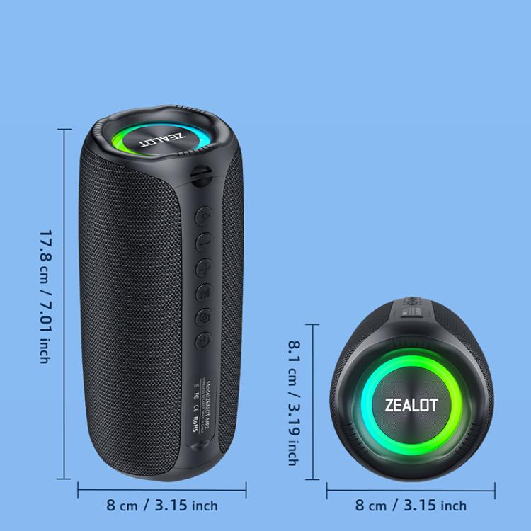 Zealot MP2 20W Portable Outdoor RGB Bluetooth Speaker(Black) - Desktop Speaker by ZEALOT | Online Shopping UK | buy2fix