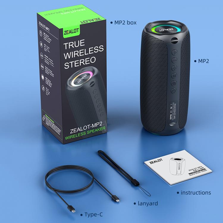 Zealot MP2 20W Portable Outdoor RGB Bluetooth Speaker(Blue) - Desktop Speaker by ZEALOT | Online Shopping UK | buy2fix